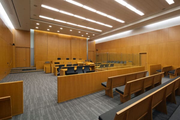 A modern courtroom with optimized AV systems